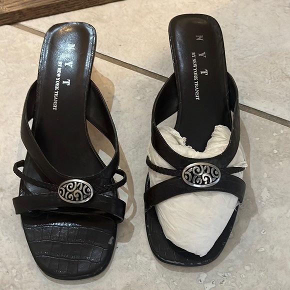 New York Transit Shoes - New York Transit Brown Leather Kitten chunk heal...some wear